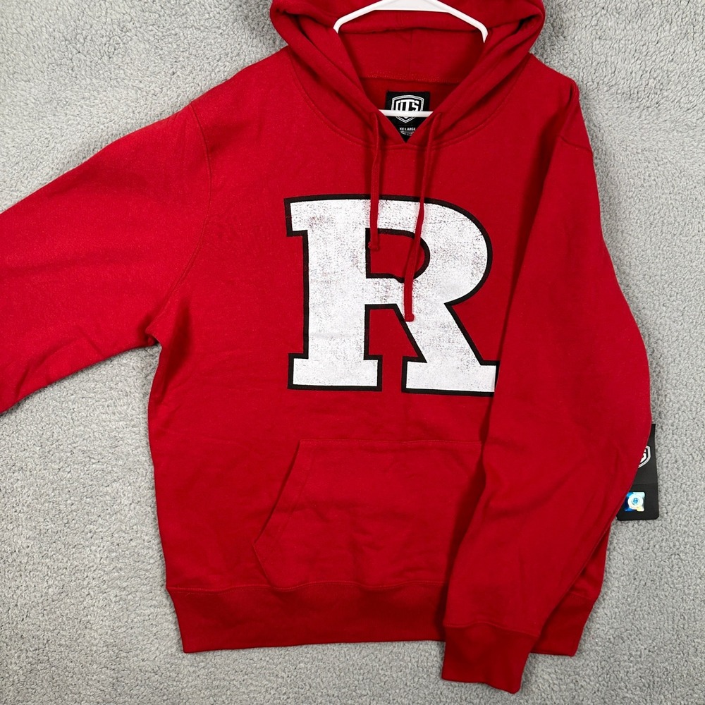 Rutgers Scarlet Knights Sweatshirt Hoodie Men 2XL Red Graphic Drawstring OTS NEW